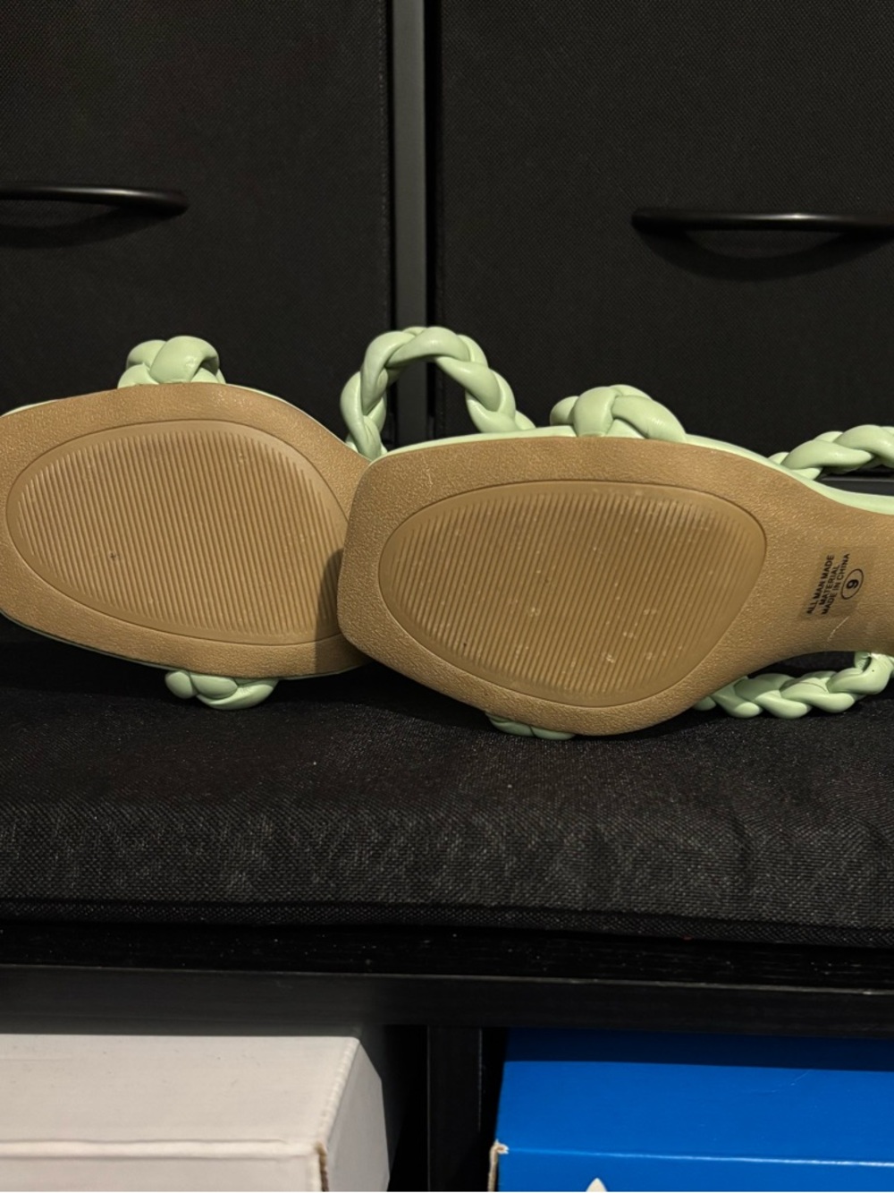 Soda Braided Double-Strap Slide Sandals in Mint Green - Picture 6 of 6